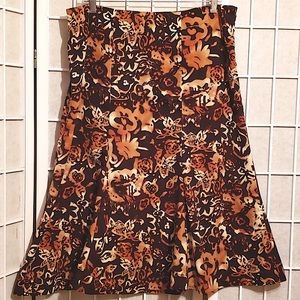 JONES NEW YORK  FLORAL BROWN POLYESTER PRINT SKIRT SZ 12